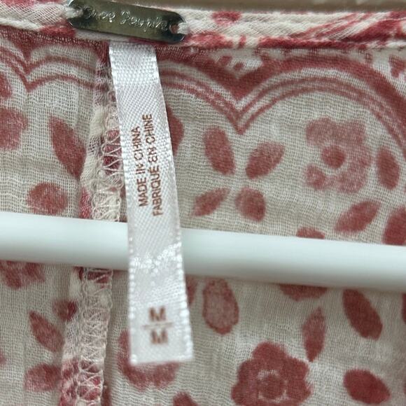 Free People Yo Yo Geo Lace Up Peasant Top size M - Picture 7 of 7